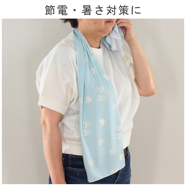 クールタオル ヒヤロン ひんやりタオル 冷感 アザラシビヨリ ブルー 20×100 画像