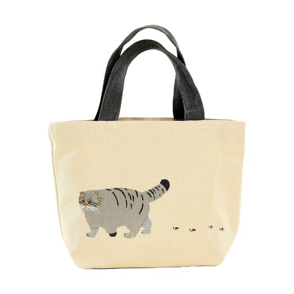 ミニトートバッグ 内ポケット付き テクテクマヌルネコ 猫 アイボリー 20×30cm 画像