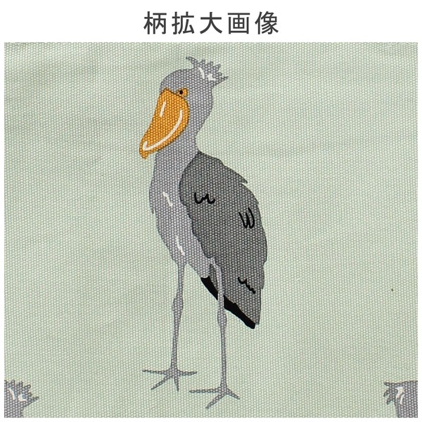 A4 size トートバッグ 内ポケット付き マタアシタハシビロ 鳥 カーキ 39×38cm 画像