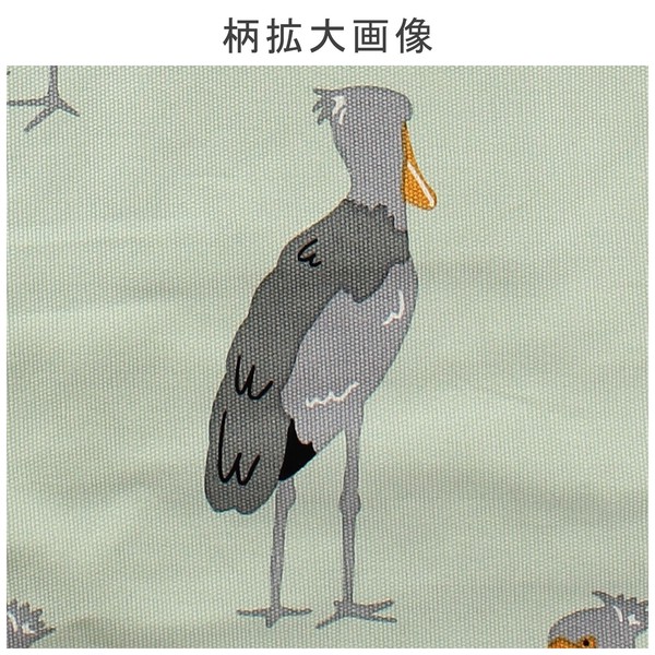 A4 size トートバッグ 内ポケット付き マタアシタハシビロ 鳥 カーキ 39×38cm 画像
