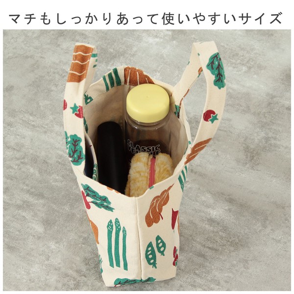 ミニトートバッグ 内ポケット付き ファームピクニック ベジタブル サブバッグ ナチュラル 30×20cm 画像