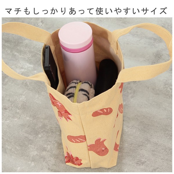 ミニトートバッグ 内ポケット付き イロイロウインナー コットンキャンバス サブバッグ 30×20cm 画像