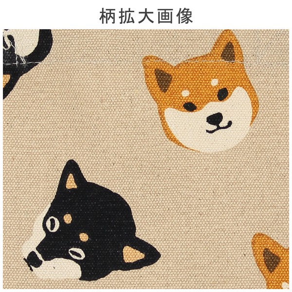 ミニトートバッグ 内ポケット付き しばともフェイス コットンキャンバス サブバッグ ベージュ 30×20cm 画像