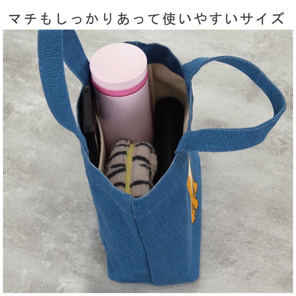 ミニトートバッグ 内ポケット付き スティしばた 柴犬 コットンキャンバス ネイビー 30×20cm 画像