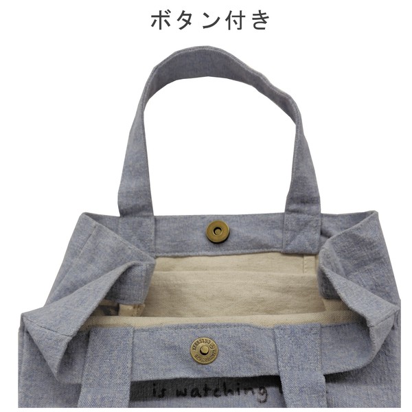 ミニトートバッグ 仕切り付き チビッコグラサン 犬 サングラス コットン ブルー 25×21cm 画像