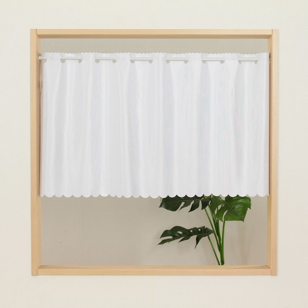 カフェカーテン 箔 アトラス ミラー加工 断熱 省エネ 全反射 遮像 ホワイト 幅100cm×丈60cm 画像