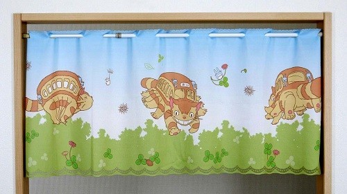 スタジオジブリカフェカーテン ネコバス 約幅1cm 長さ約47cm 日本製 Made In Japan Caffe Curtain カフェカーテン商品紹介 ナルミ株式会社