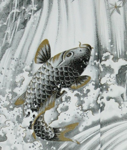 和風のれん 浮世絵のれん 鯉の滝登り 約幅85cm 長さ150cm 日本製 Made In Japan 商品紹介 ナルミ株式会社