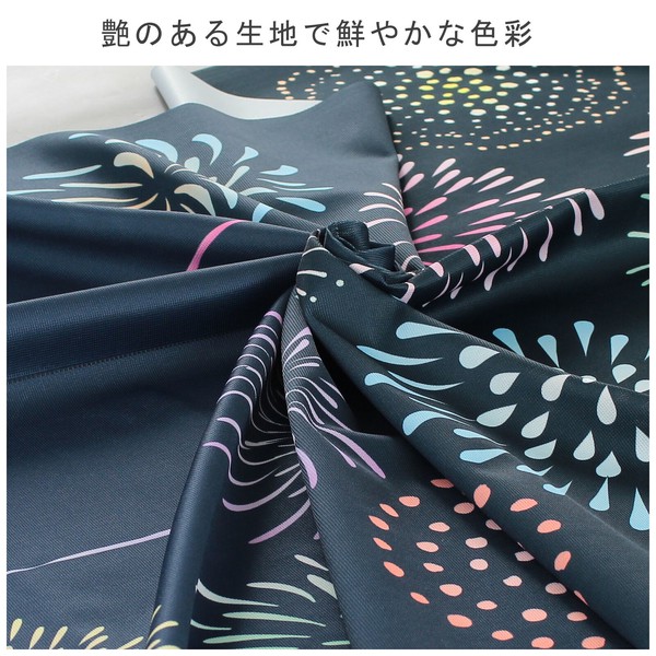 のれん 花火と猫 日本製 ネイビー 幅85cm×高さ(丈)150cm 画像