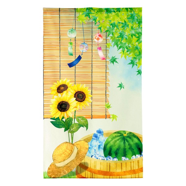 のれん 風鈴とすいか 日本製 幅85cm×高さ(丈)150cm 画像