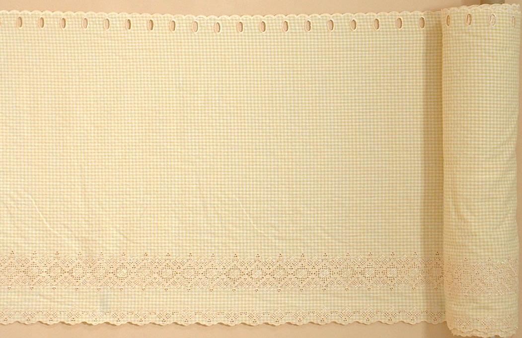 カフェロール　刺繍チェック７５　ＹＥ 全体画像