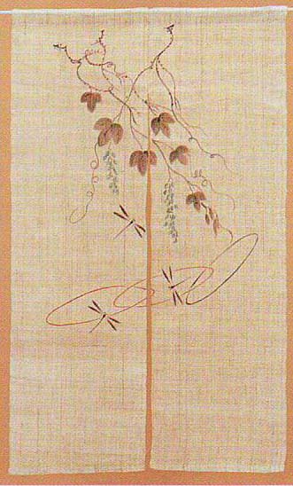 麻のれん　手描きトンボ 全体画像