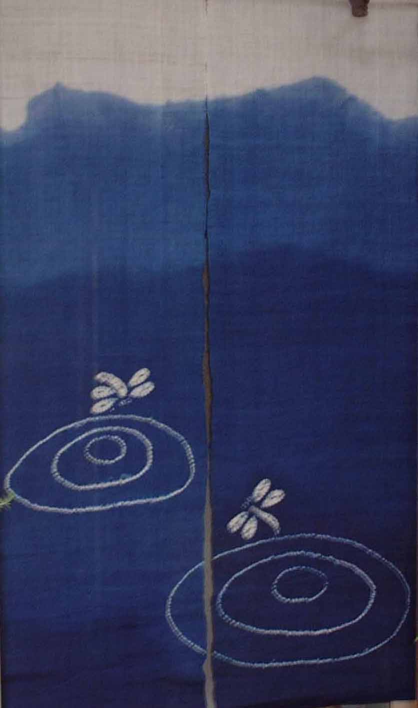 麻のれん　絞り柄　トンボ 全体画像
