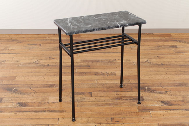 テーブル カフェテーブル サイドテーブル 大理石調 ブラック　黒