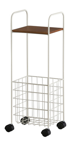 小さな家具のシリーズ：くみあがりタイプのコンパクトワゴン アイボリー色 全体画像