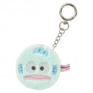 コンパクトミラー ハンギョドン 丸型 刺繍 ダブルミラー 2倍拡大鏡 カラビナ付き ブルー 65×65×18