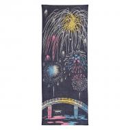 注染手ぬぐい 花火大会 HANABI 夜空 日本製 ネイビー 33×90