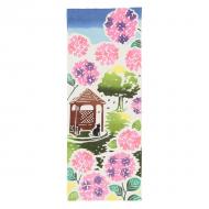 手ぬぐい てぬぐい 紫陽花園 アジサイ 猫 クロネコ 東屋 日本製 33×90