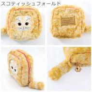 猫ポーチ 毛並み 香箱ポーチ スコティッシュフォールド アイボリー 11×5×11