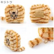 猫ポーチ 毛並み 香箱ポーチ キジトラ ベージュ 11×5×11 ベージュ