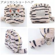 猫ポーチ 毛並み 香箱ポーチ アメリカンショートヘア グレー 11×5×11