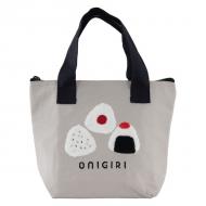 はらぺこ 保冷バッグ ランチバッグ サガラ刺繍入り おにぎり アルミ生地使用 アイボリー 21×28cm