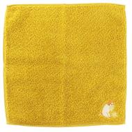 Lucky Charm Handkerchief – Cat and Adonis Flower Organic Cotton Hand Towel Yellow 25 x 25cm