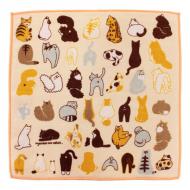 はんかち にゃんこのおしり 今治タオル 日本製 オーガニックコットン 猫 ベージュ 24×24