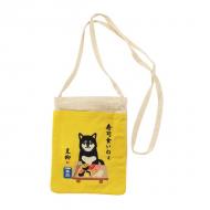 ミニショルダーバッグ すしくいねぇ 柴犬 犬 寿司 鮨 まぐろ イエロー 24×17.5cm