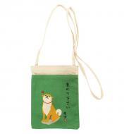 ミニショルダーバッグ ほめてねしばた 柴犬 犬 サコッシュ グリーン 24×17.5cm