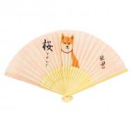 扇子 せんす しばたさんとさくら 柴犬 桜 ピンク 21cm