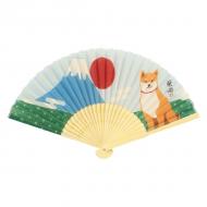 扇子 せんす にほんのしばたさん 柴犬 富士山 ブルー 21cm