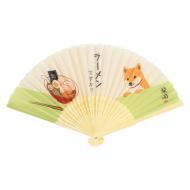 扇子 せんす ラーメンですか 柴犬 ラーメン ライトグリーン 21cm