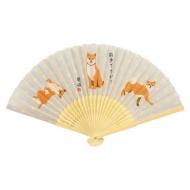 扇子 せんす あさのはしばた 麻の葉 柴犬 犬 和風 和柄 グレー 21cm
