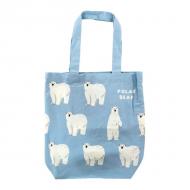 A4 size トートバッグ 内ポケット付き ハラペコシロクマ 白熊 ライトブルー 39×38cm
