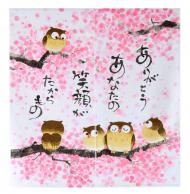 和風のれん ふくろう ありがとう HANAMI 花見 さくら ピンク 約幅85cm×高さ(丈)90cm